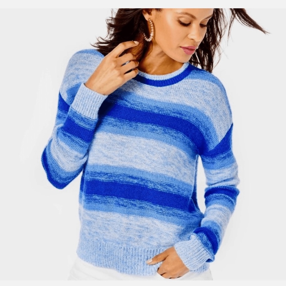 NWT Lilly Pulitzer “Elannie” Sweater Blue Grotto Marled Ombré Stripe SZ XS